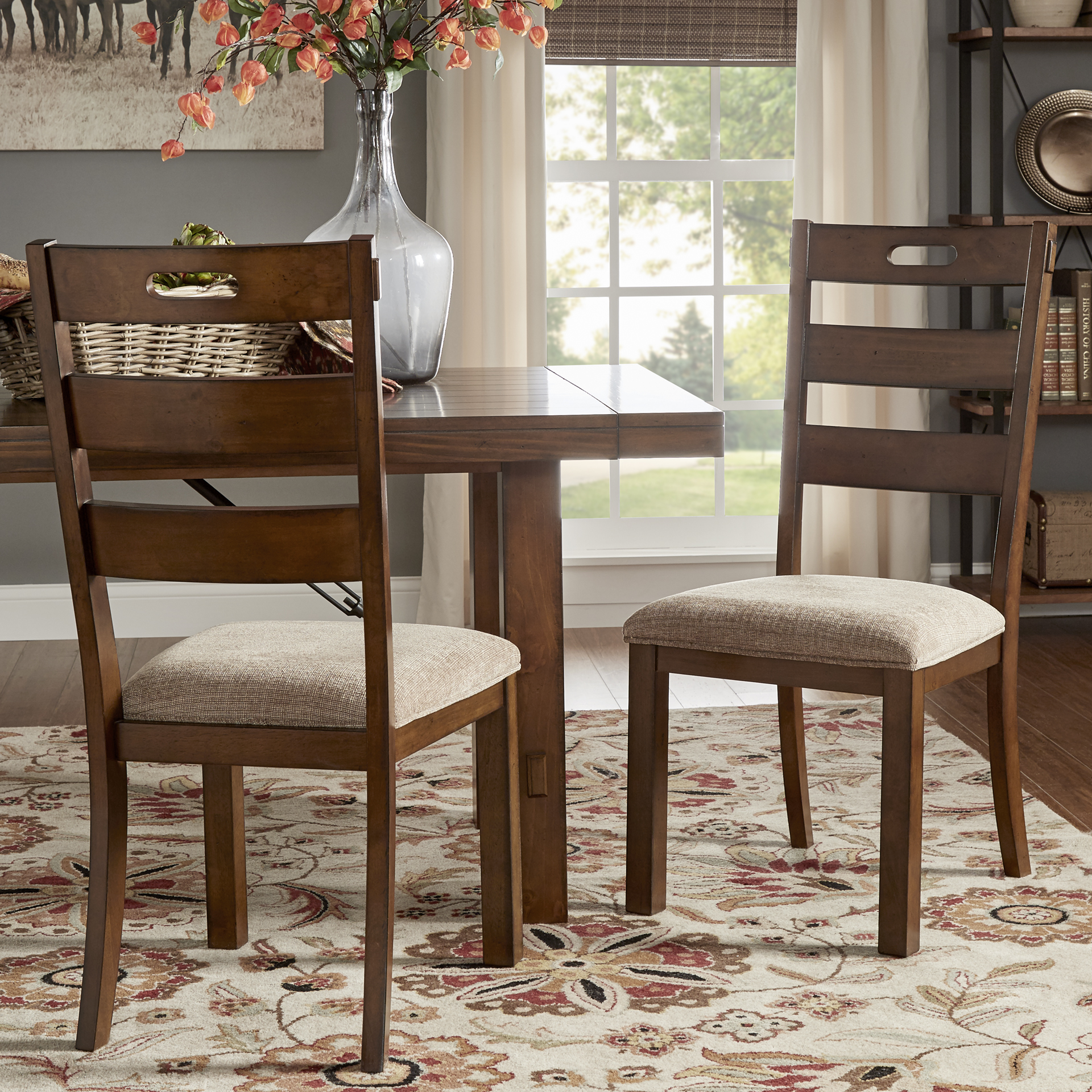 Burnished Oak Dining Chairs (Set of 2)