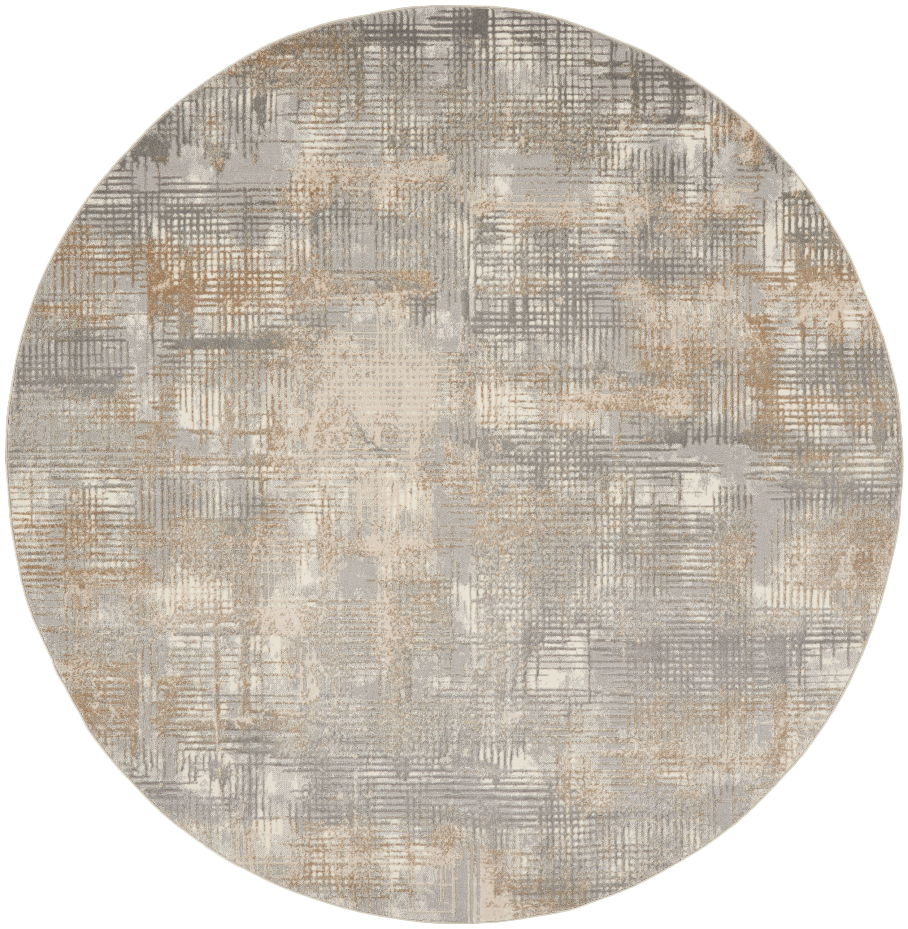 Calvin Klein CK950 Rush 8' x Round Grey Beige Modern Indoor Rug