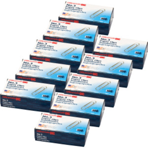 Paper Clips, #3 Gem, 100 Per Box, 10 Boxes