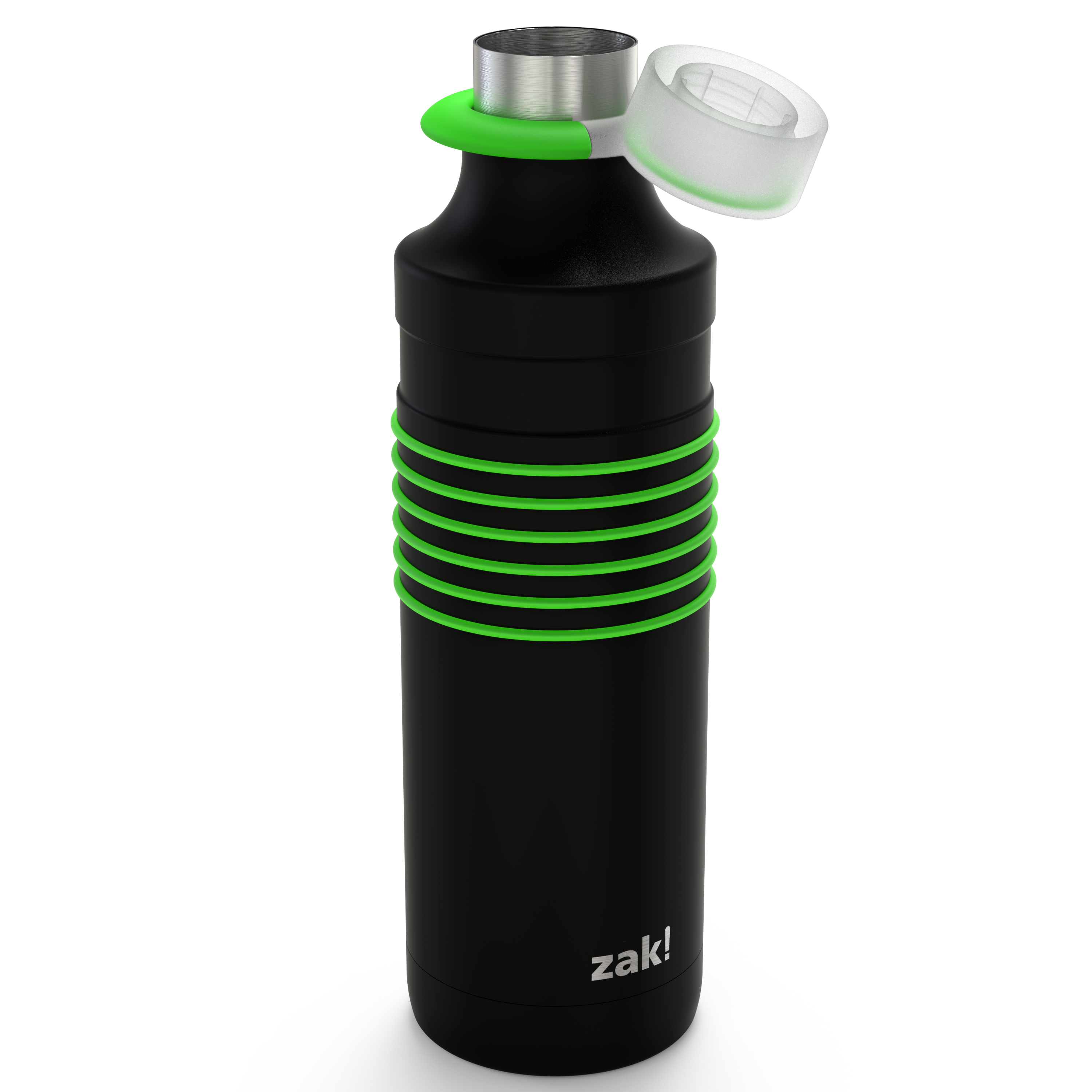 HydraTrak 22 ounce Vacuum Insulated Stainless Steel Tumbler, Black with Green Rings slideshow image 5 HydraTrak 22 ounce Vacuum Insulated Stainless Steel Tumbler, Black with Green Rings slideshow image 5