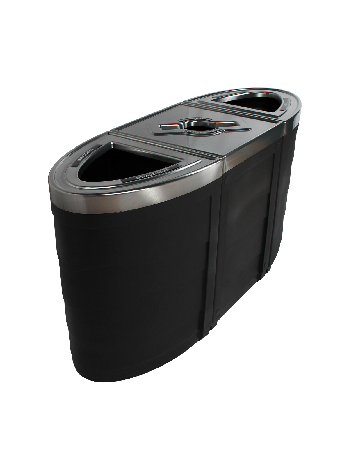 EVOLVE – Triple – Kit – Compostables-Recyclables-Landfill – Full-Mixed-Full – Black