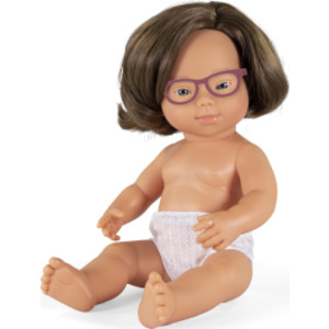 Baby Doll Caucasian Girl With Down Syndrome With Glasses 15'', Polybagged