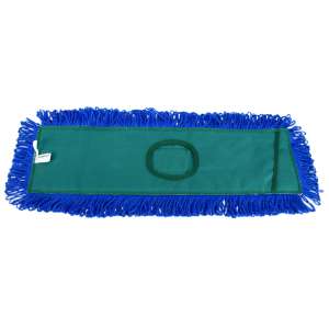 Impact, Layflat, Microfiber Hook & Loop Dust Mop With Fringe, 24"W, Gray/Green