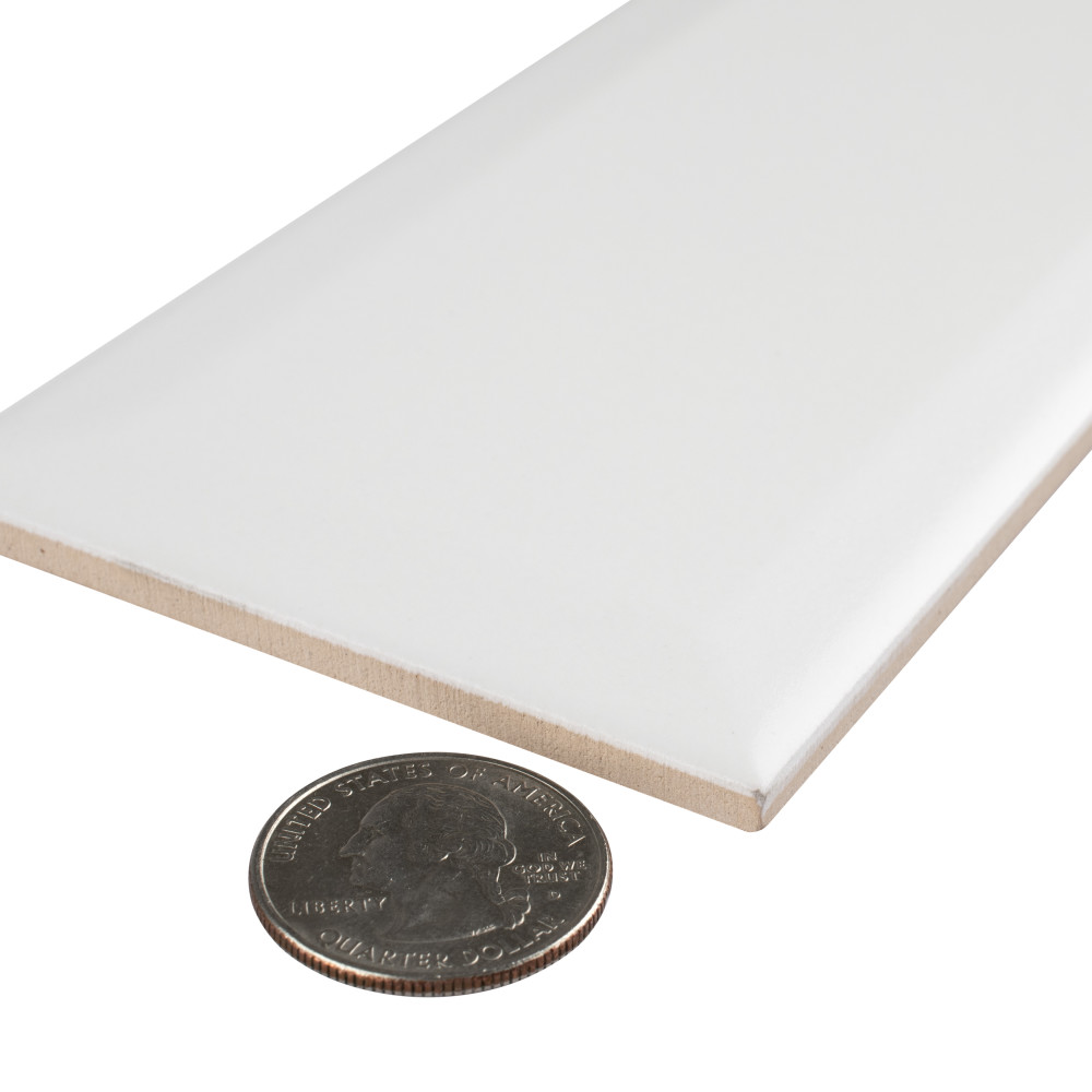 Crown Heights Beveled Matte White 3 in. x 6 in. Ceramic Wall Tile