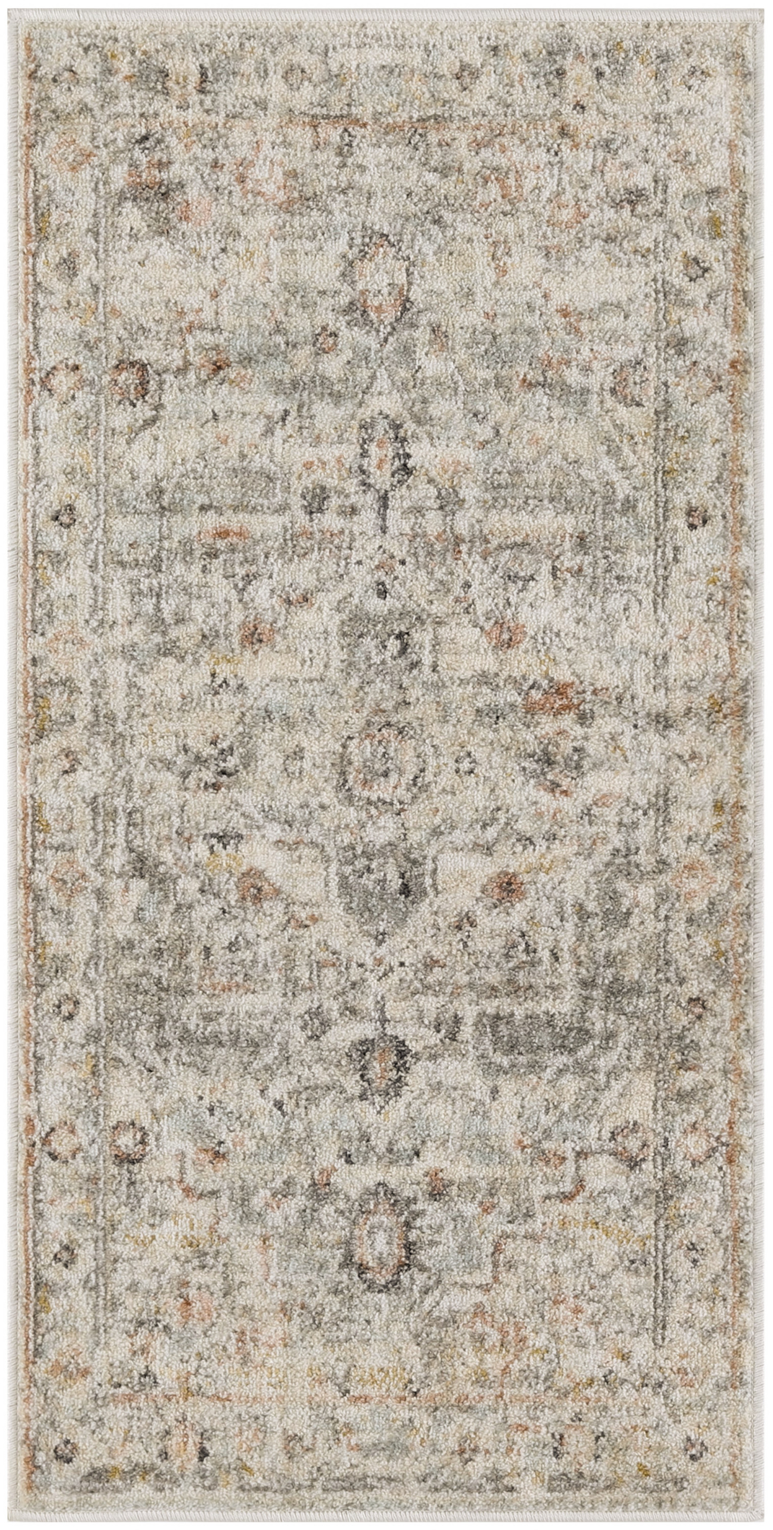 Nourison Oushak Home 2' x 4' Light Grey Vintage Indoor Rug