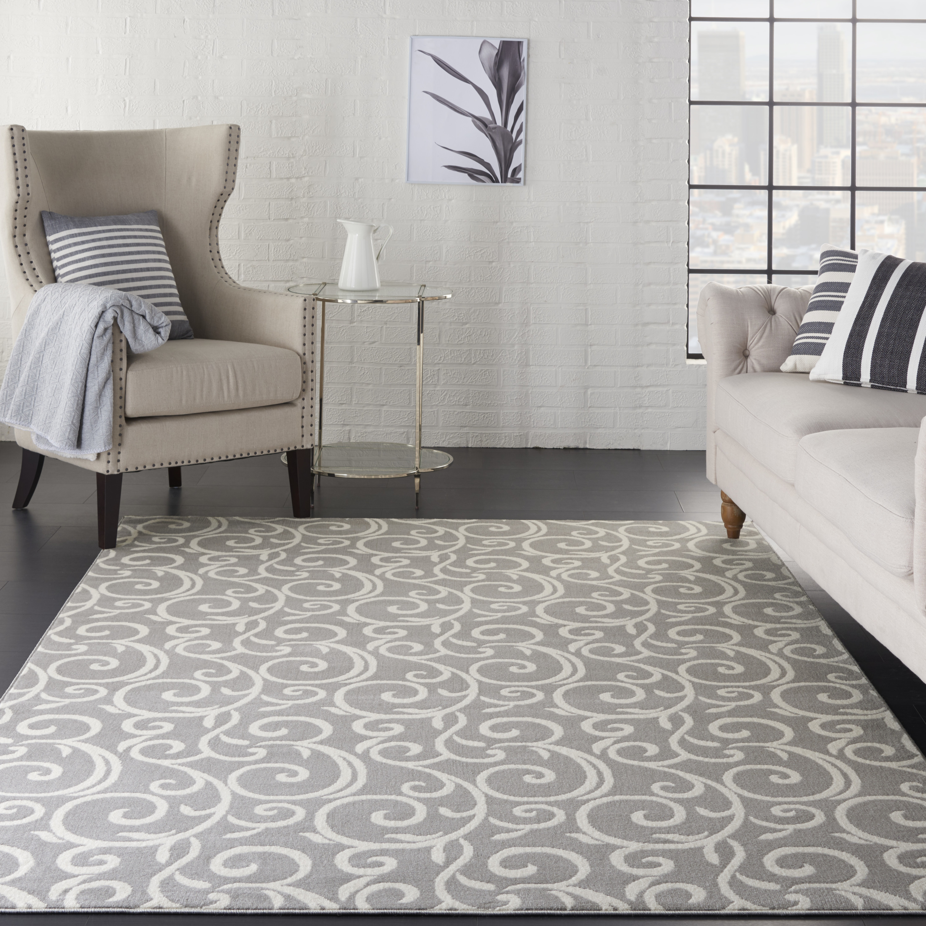 Nourison Grafix 5'3" x 7'3" Grey Contemporary Indoor Rug