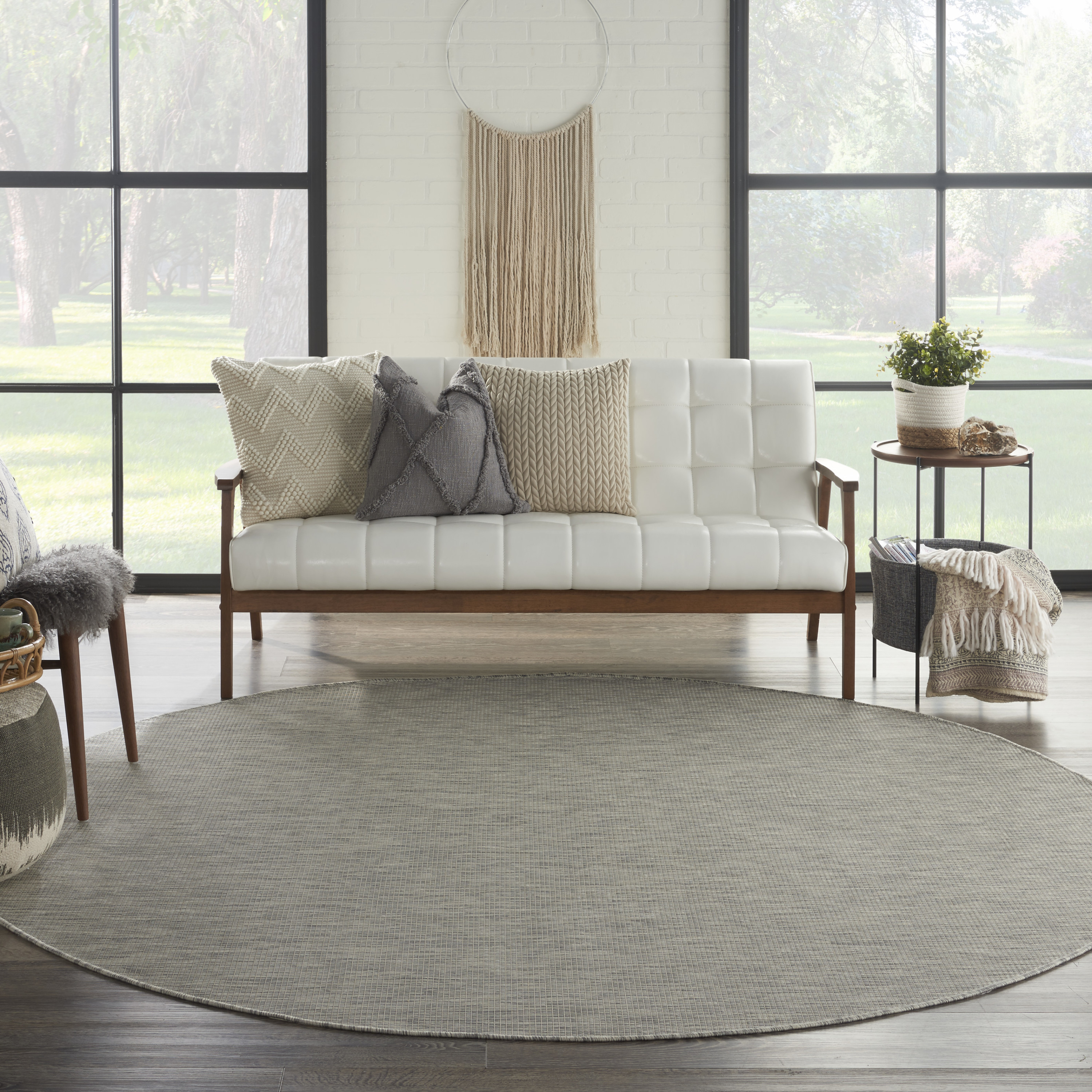 Nourison Positano 8' x Round Light Grey Modern Rug