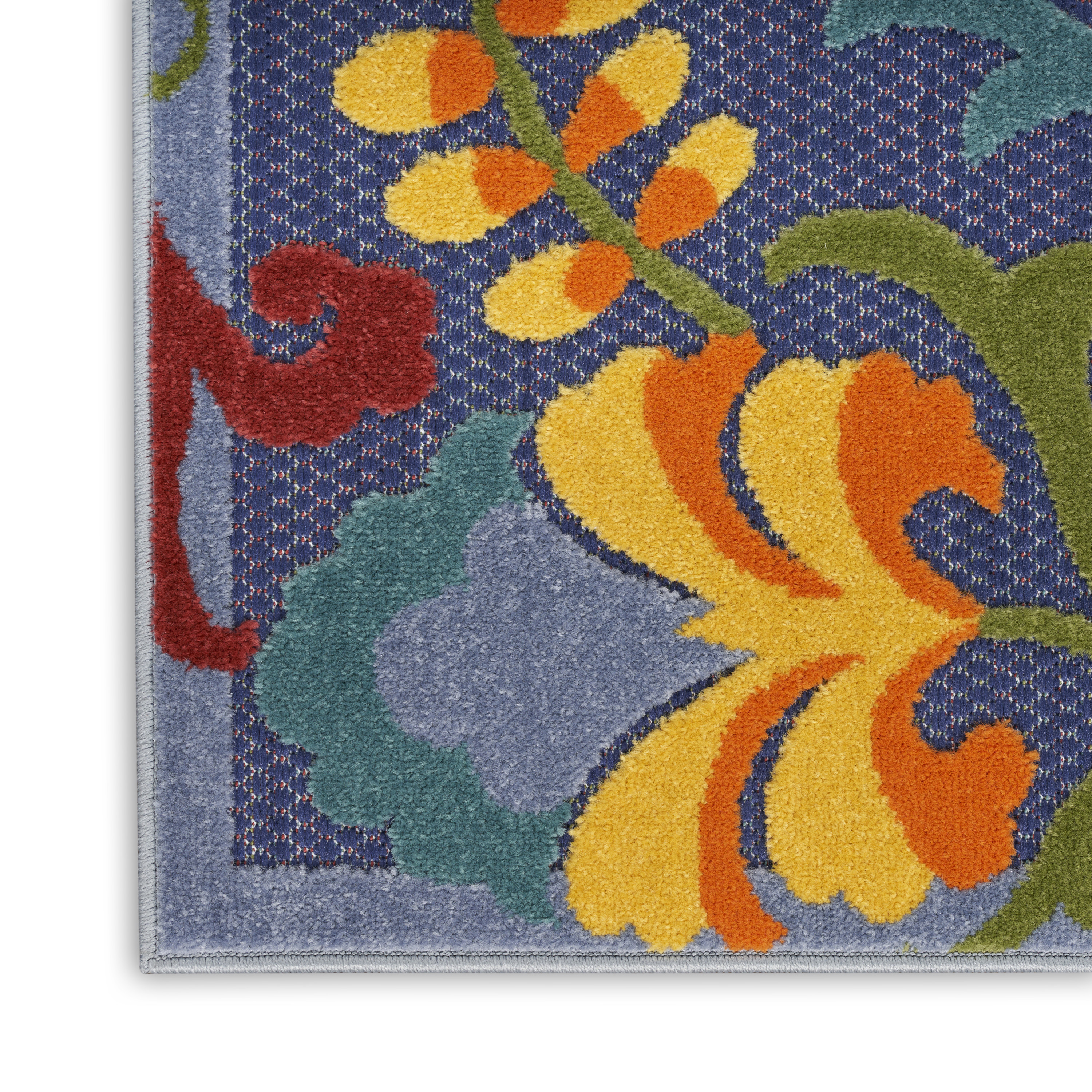 Nourison Aloha 2'3" x 10' Navy Multicolor Outdoor Rug