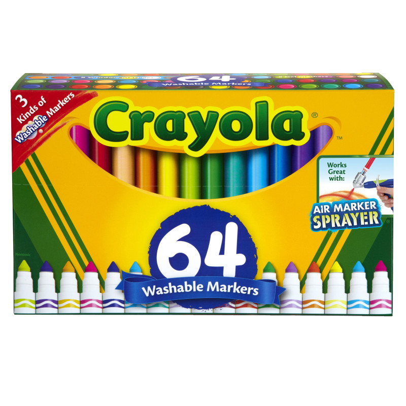 Washable Markers, Broad Line, Assorted Colors, Pack of 64