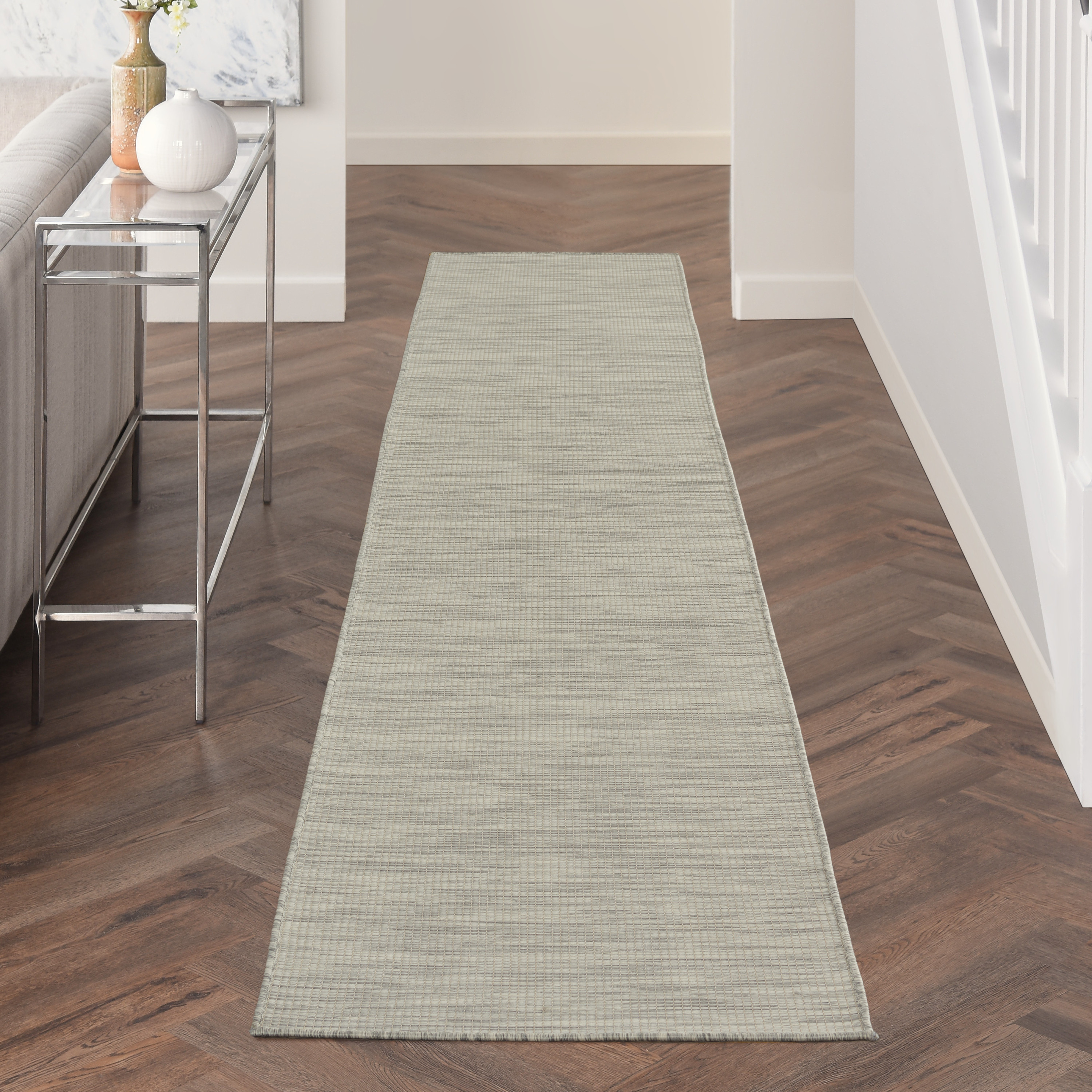 Nourison Positano 2'2" x 12' Light Grey Modern Rug