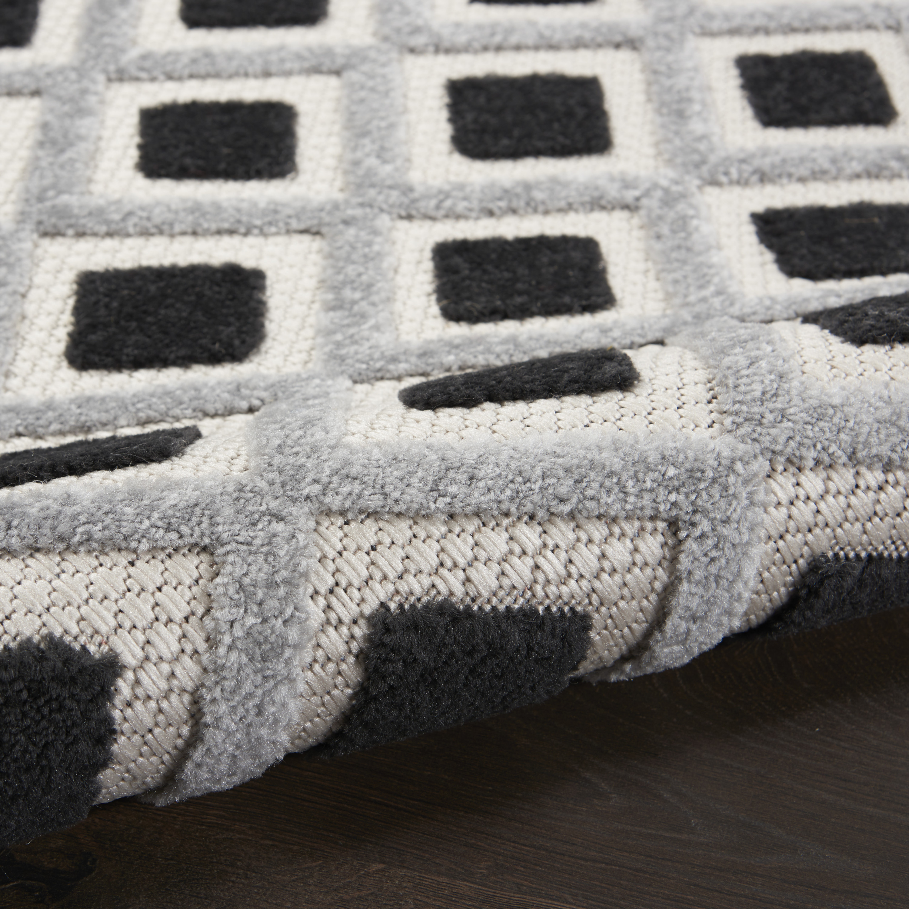 Nourison Aloha 7'10" x 10'6" Black White Modern Rug