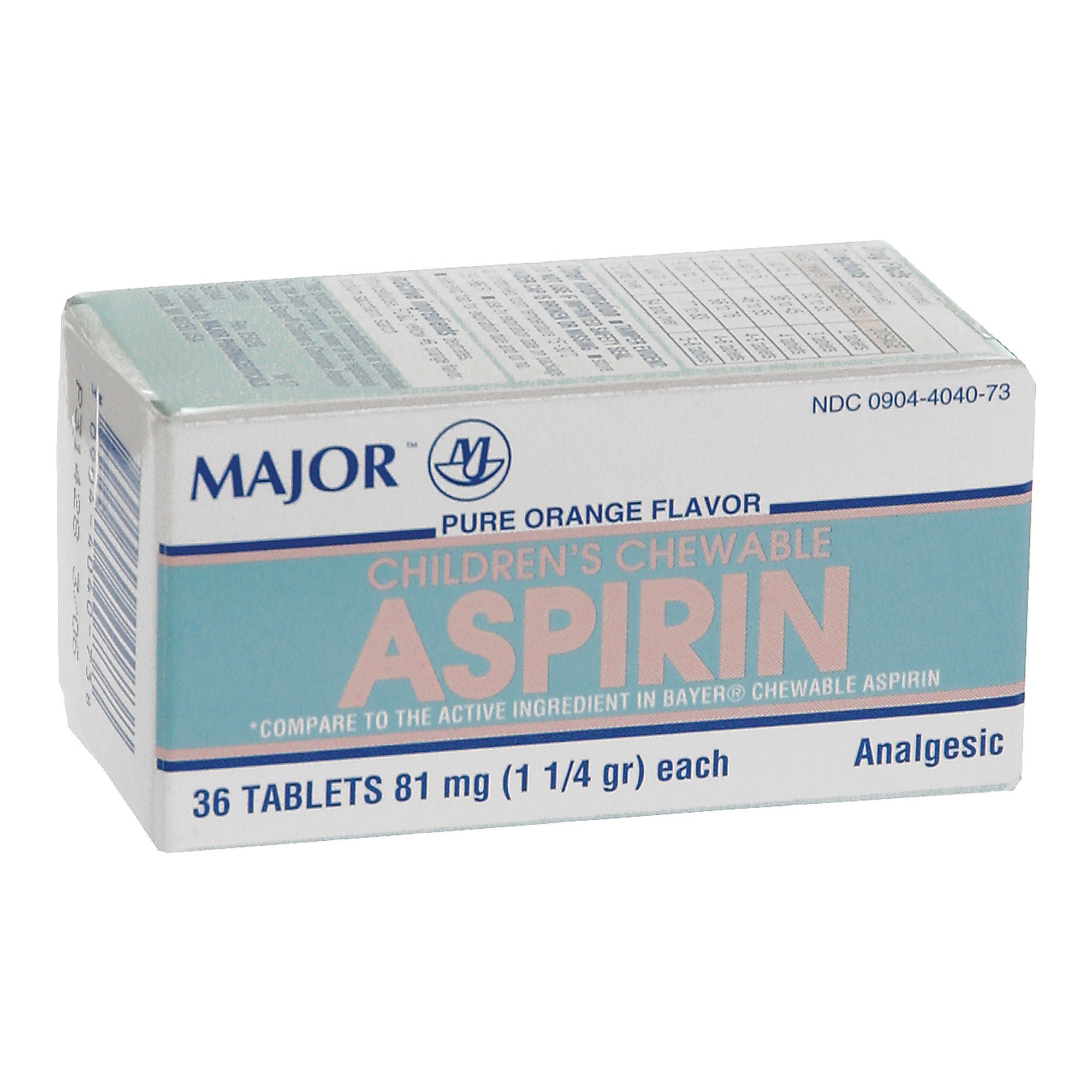 Major™ Children's Chewable Aspirin, Orange Flavor Analgesic