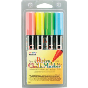 Broad Point Chalk Marker Broad Tip Set 4A, Fluorescent Red, Blue, Yellow and Green