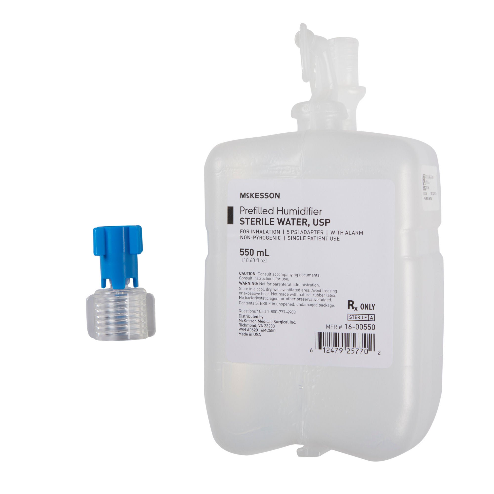 McKesson Humidifier Bottle with Adapter Prefilled 550mL For Inhalation 16-00550