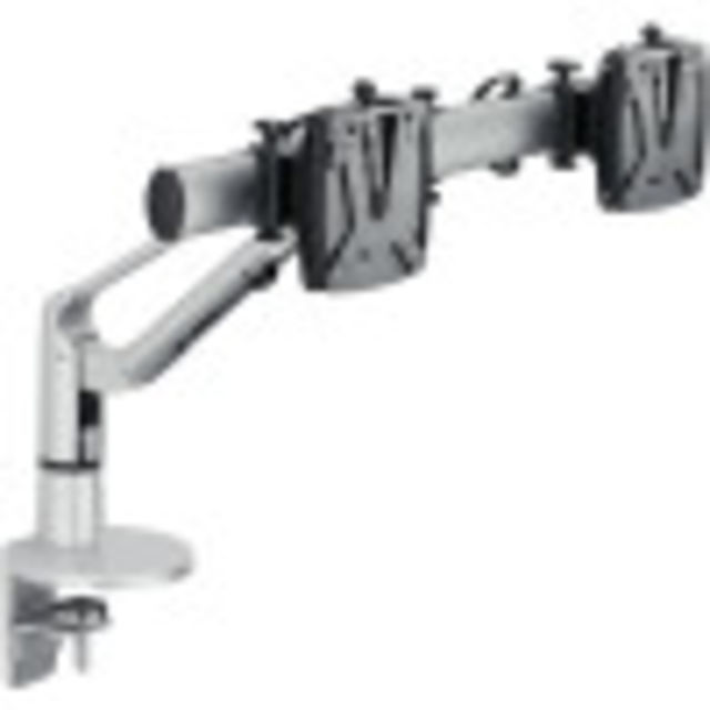 LiftTEC® I Dual lifts 2 monitors off the desk surface for comfortable side-by-side viewing