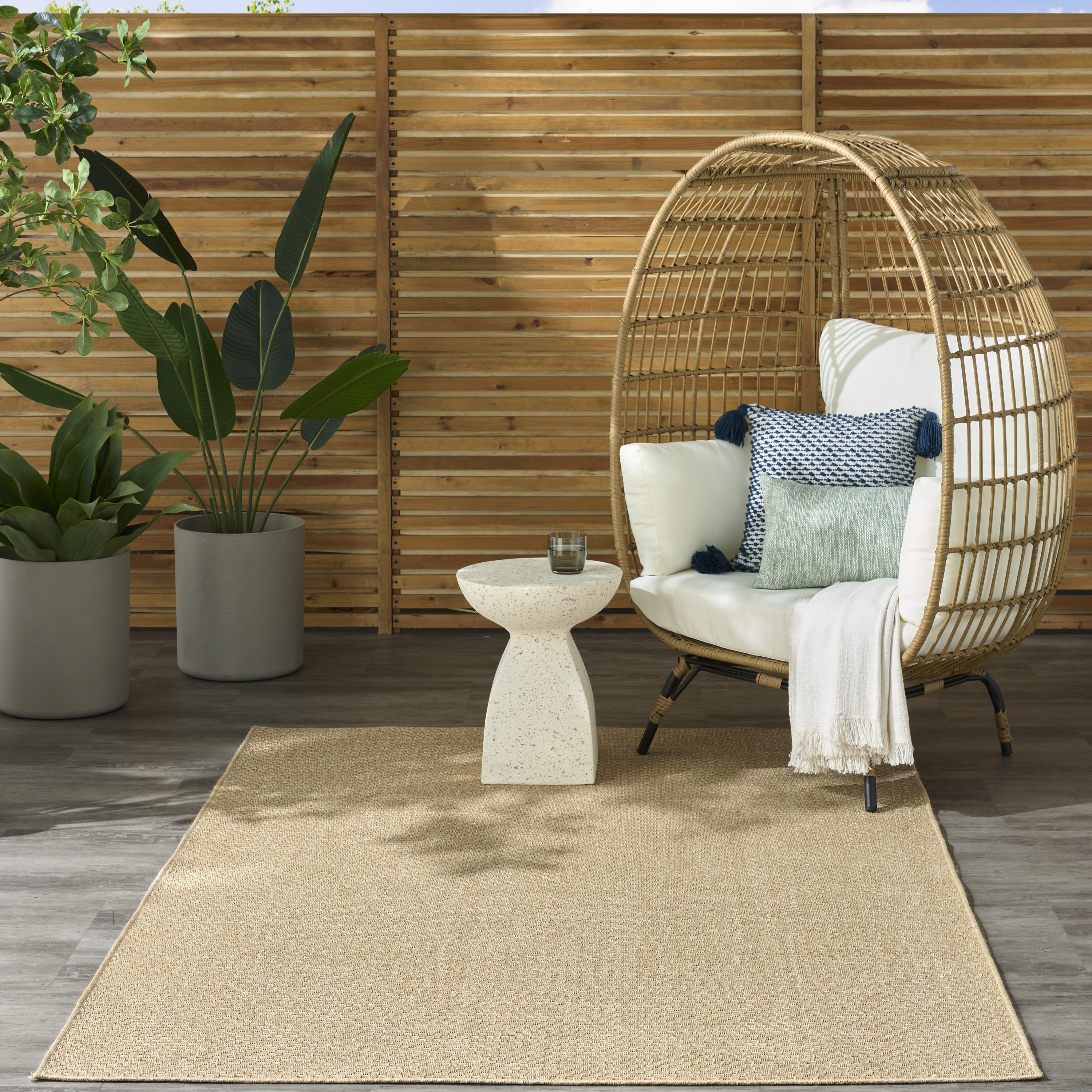 Nourison Tulum 6' x 9' Taupe Outdoor Rug