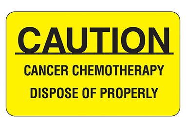 Indeed "Caution Cancer Chemotherapy Dispose of Properly" Warning Label