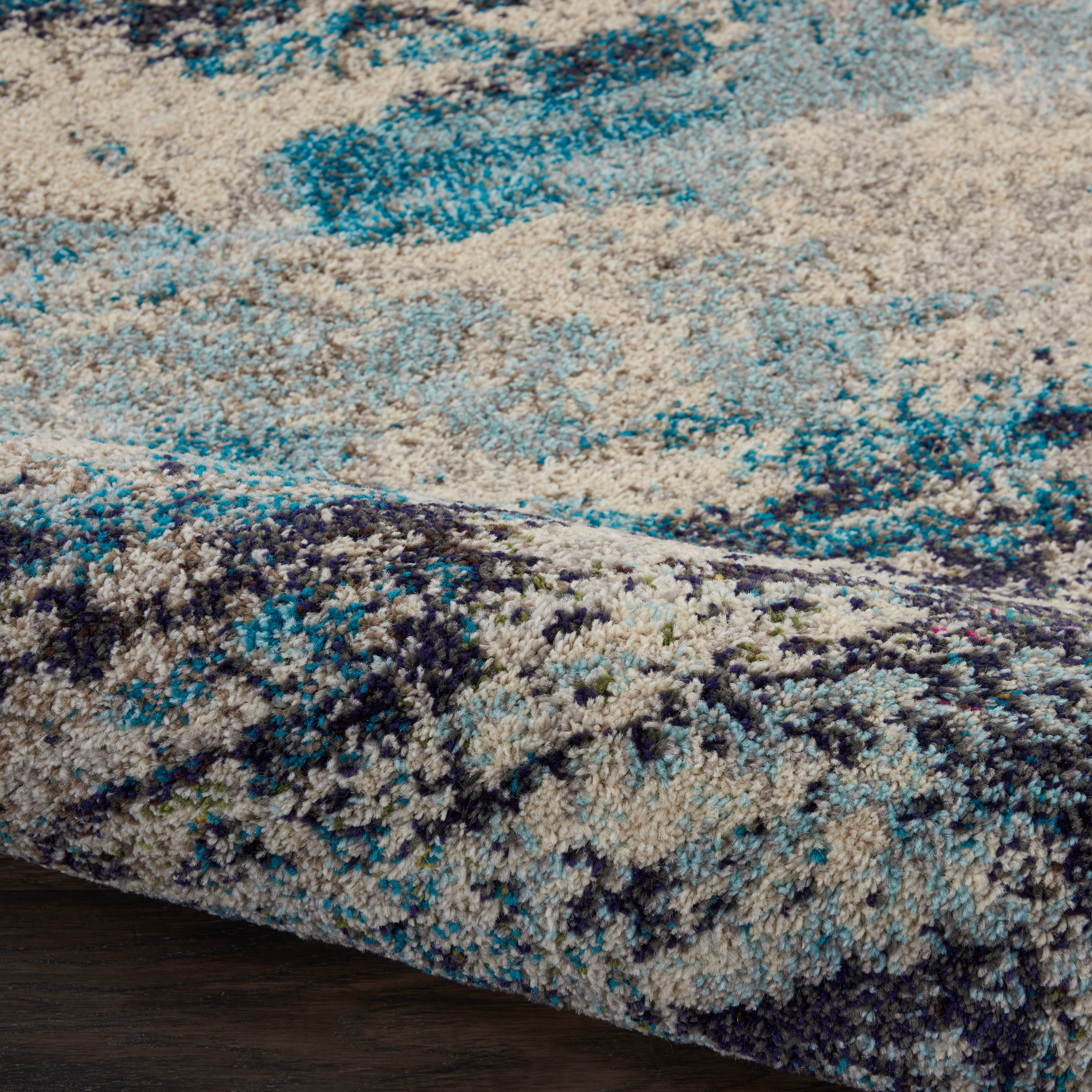 Nourison Celestial 2' x 6' Ivory Teal Blue Modern Indoor Rug