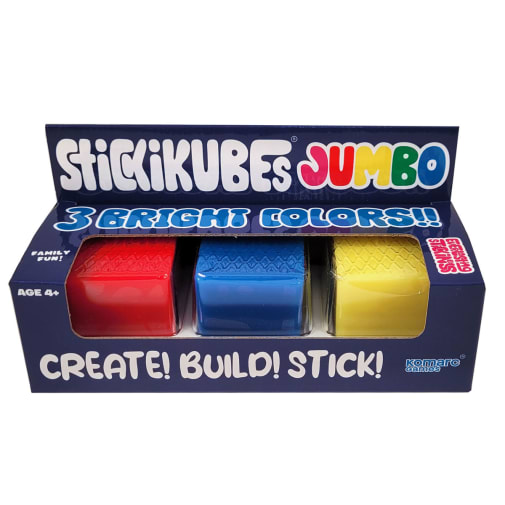 StickiKubes Jumbo 3 Bright Colors: Red, Yellow & Blue (3 pieces)