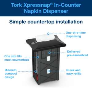 Tork, N4 Xpressnap In-Counter,  Napkin Dispenser, Black
