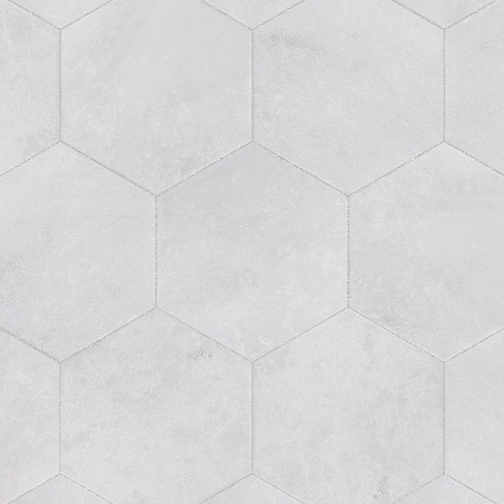 Mazzo Hex White 8.5x9.75 Hexagon Porcelain Floor and Wall Digital Pattern