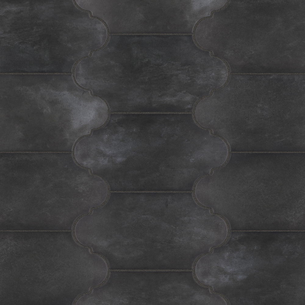 Alhama Provenzal Black 6-1/4 in. x 12-3/4 in. Porcelain Floor and Wall Tile