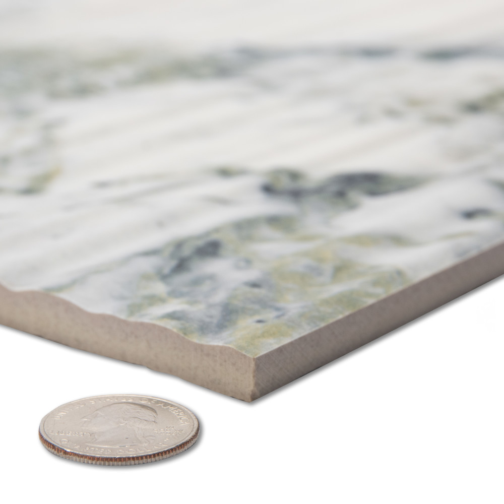 Sample – Touche Pleated Deco Jade Porcelain Floor and Wall Tile