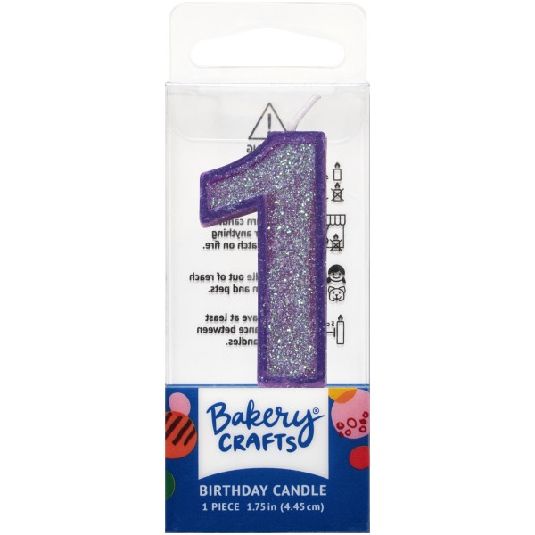 1 Mini Glitter Numeral Candles