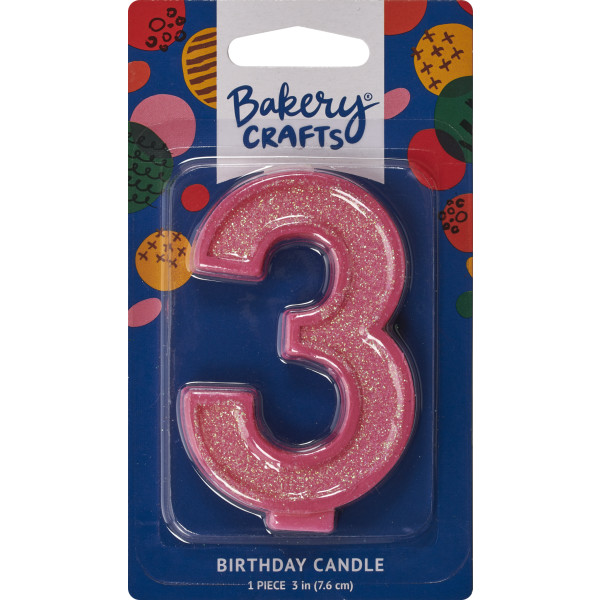 3 Glitter Numeral Candles