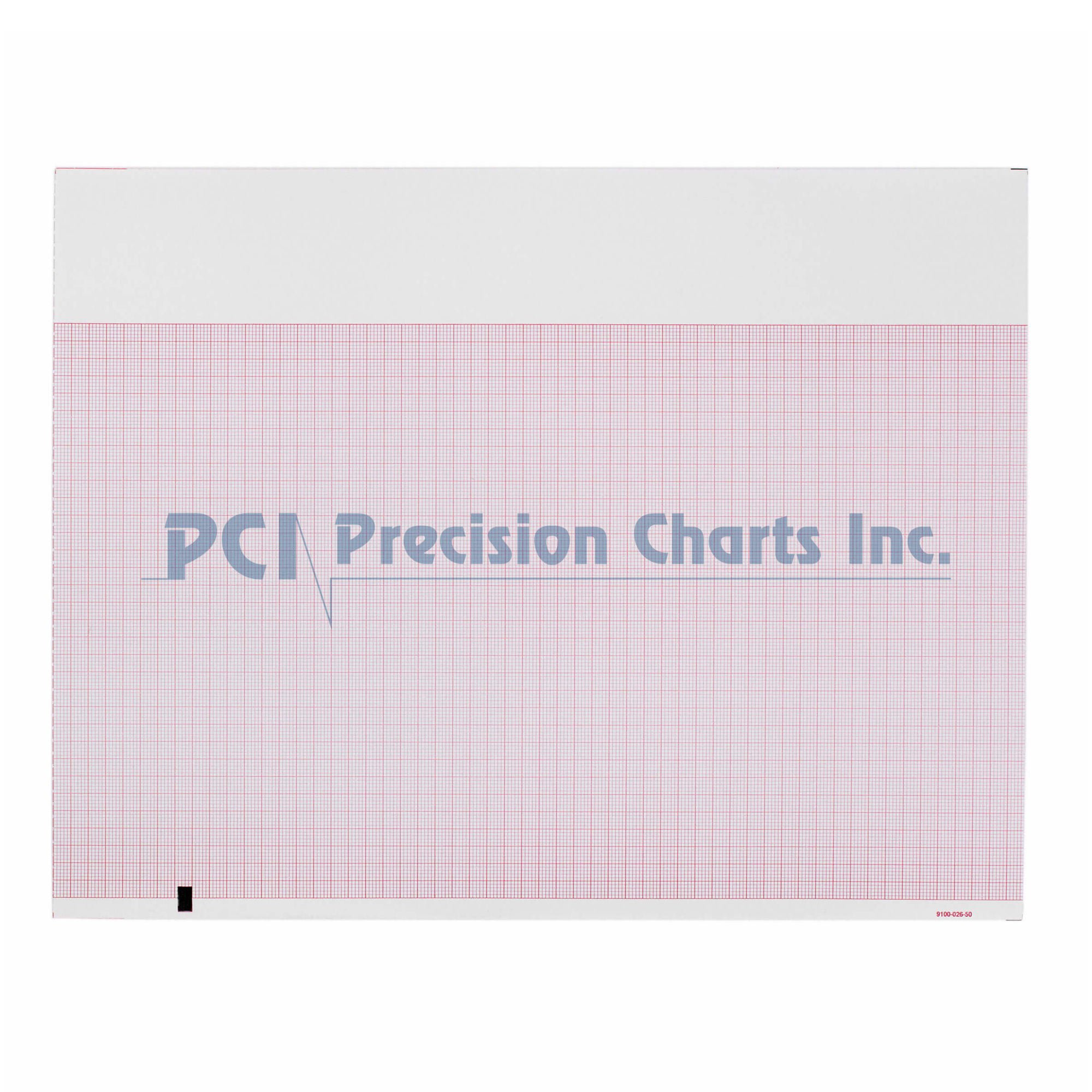 Precision Charts Thermal ECG Recording Paper with Red Grid, 8-1/2 x 11 Inch
