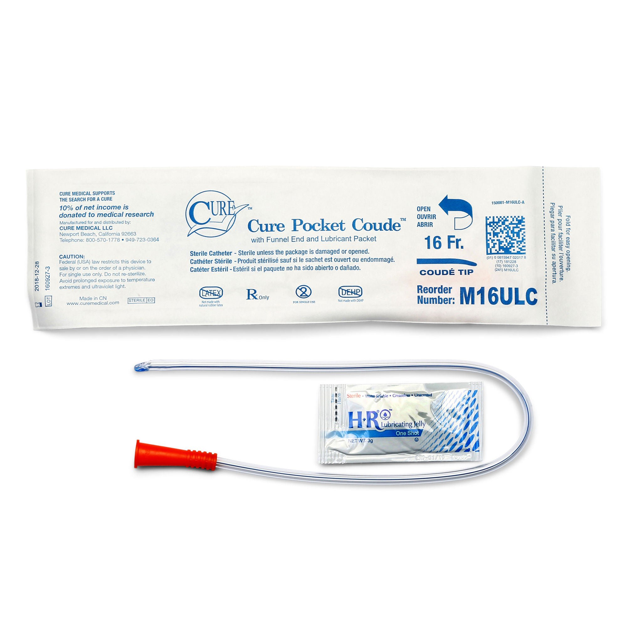 Cure Pocket Cath® Urethral Catheter, 16 Fr.