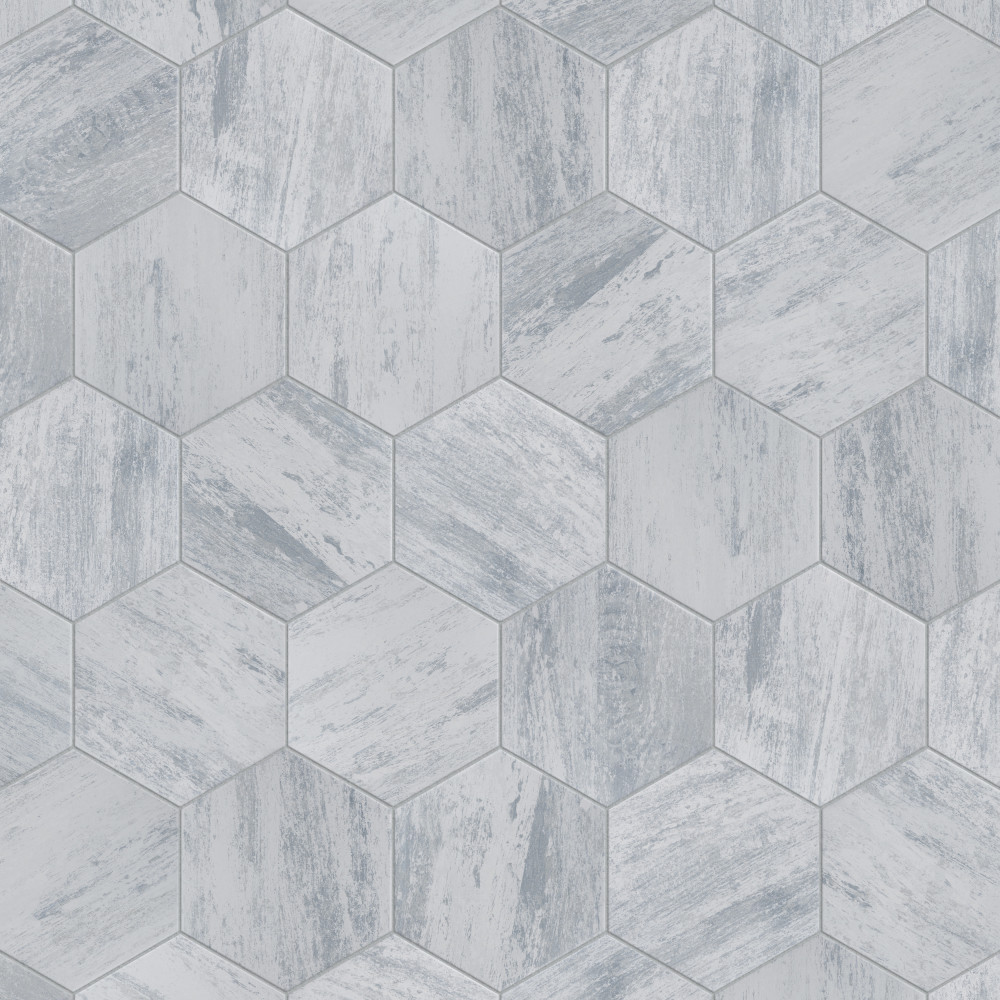 Cassis Hex White 8.63x9.88 Hexagon Porcelain Floor and Wall Digital Pattern