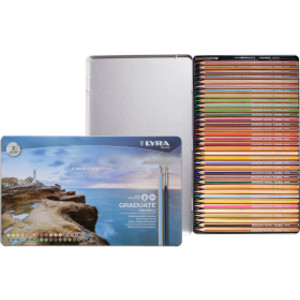 Graduate Watercolor Pencil Set Tin, Assorted Colors, 36 Pieces