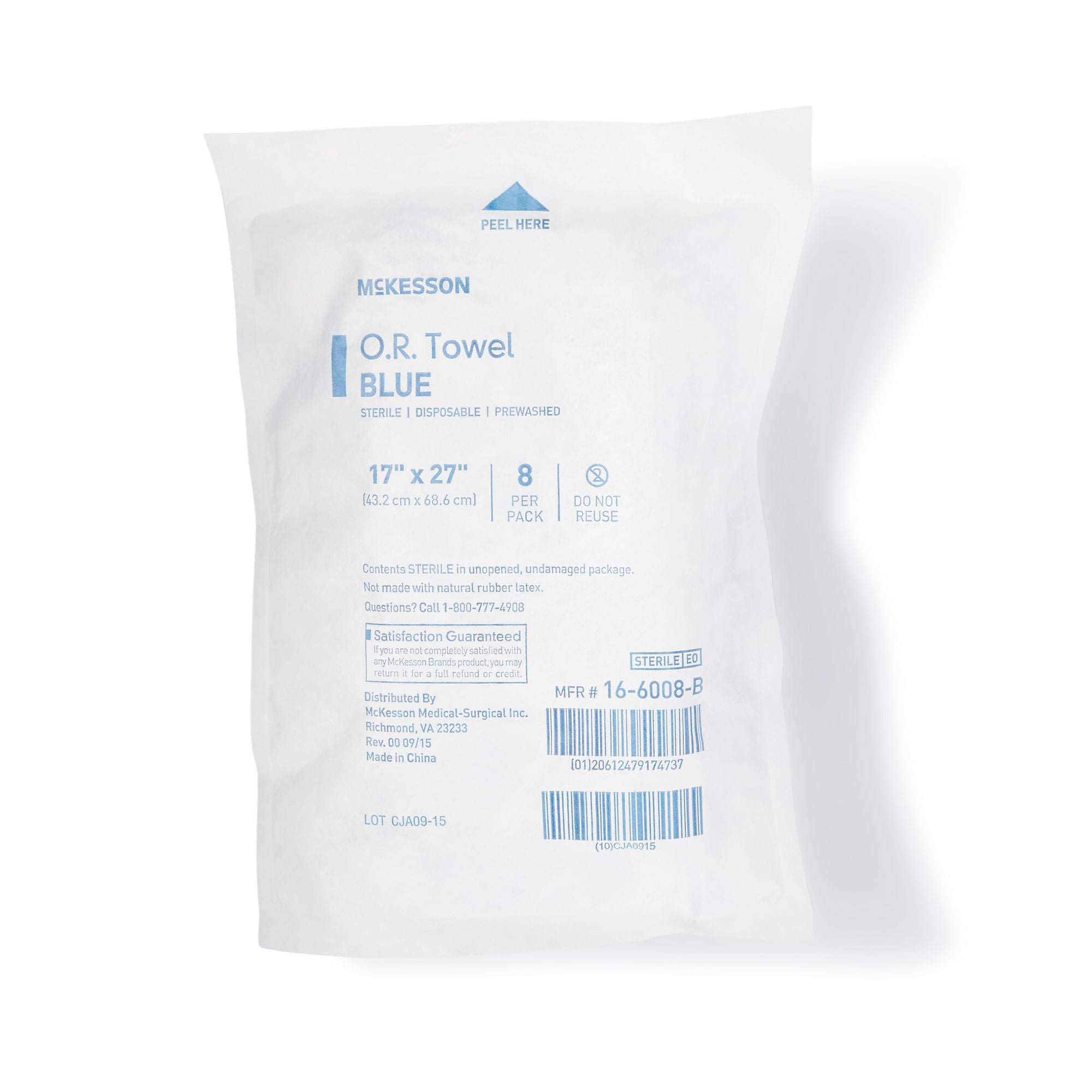 McKesson Sterile Blue O.R. Towel, 17 x 27 Inch