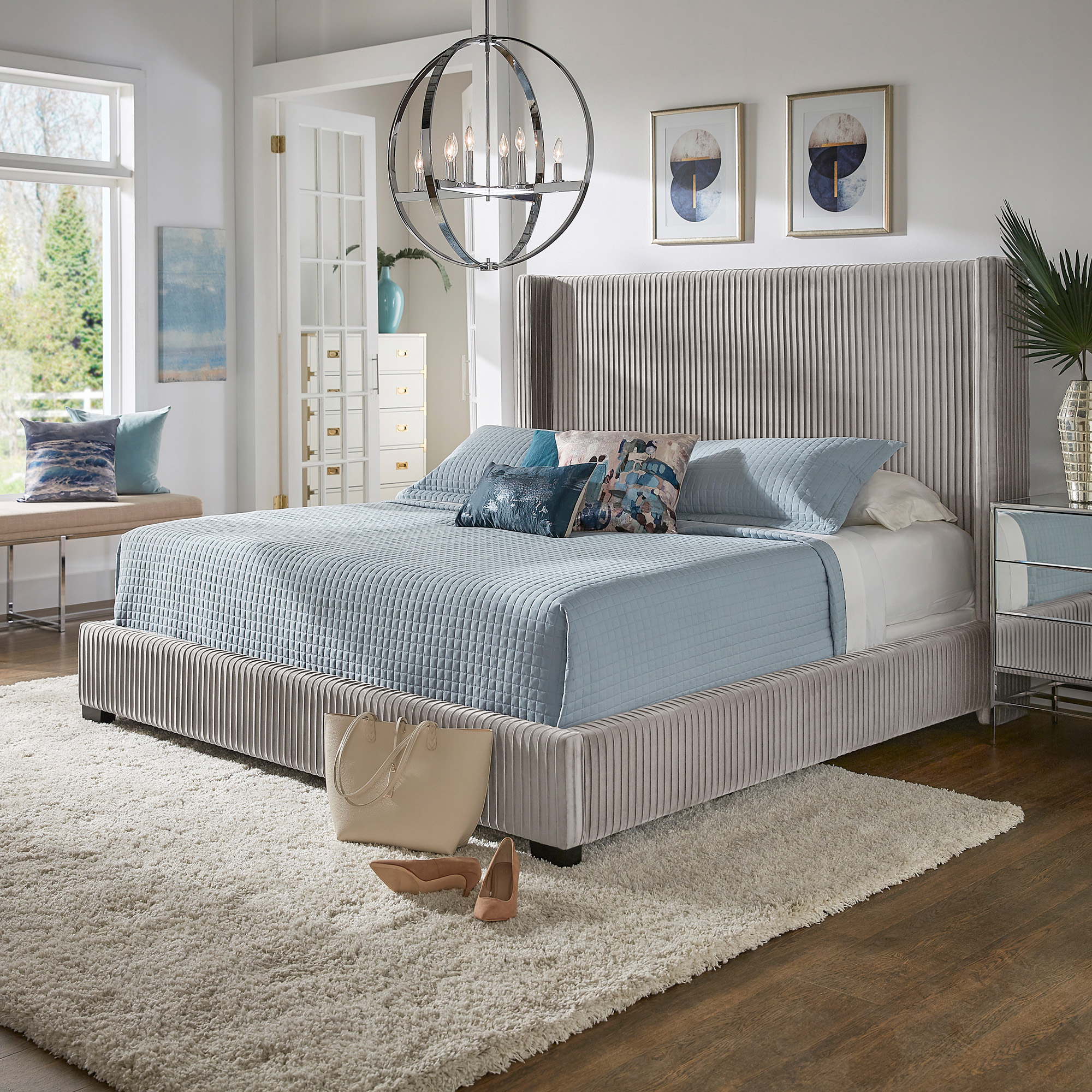Wingback Upholstered Bed