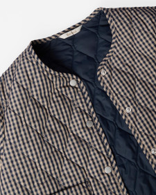 Check Monroe Quilted Jacket Navy/Sand Gingham