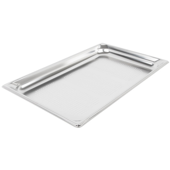 Full-size 1 ½-inch-deep Super Pan 3® perforated stainless steel steam table pan