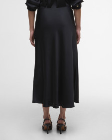 Kaia Satin Midi Skirt Black