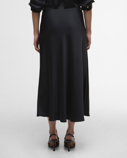 Kaia Satin Midi Skirt Black