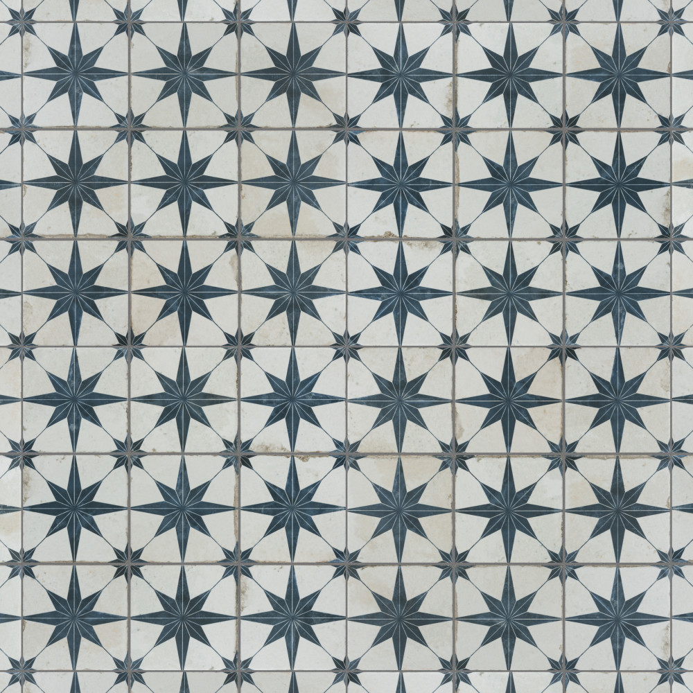 Harmonia Kings Star Blue 13 in. x 13 in. Ceramic Floor and Wall Tile