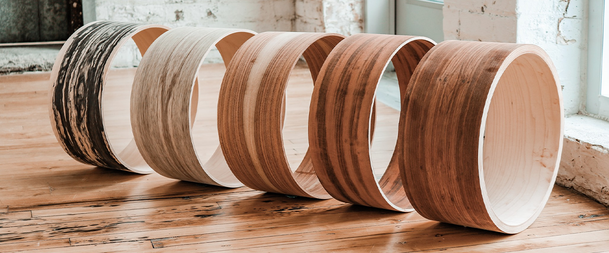 Different wooden drum shells