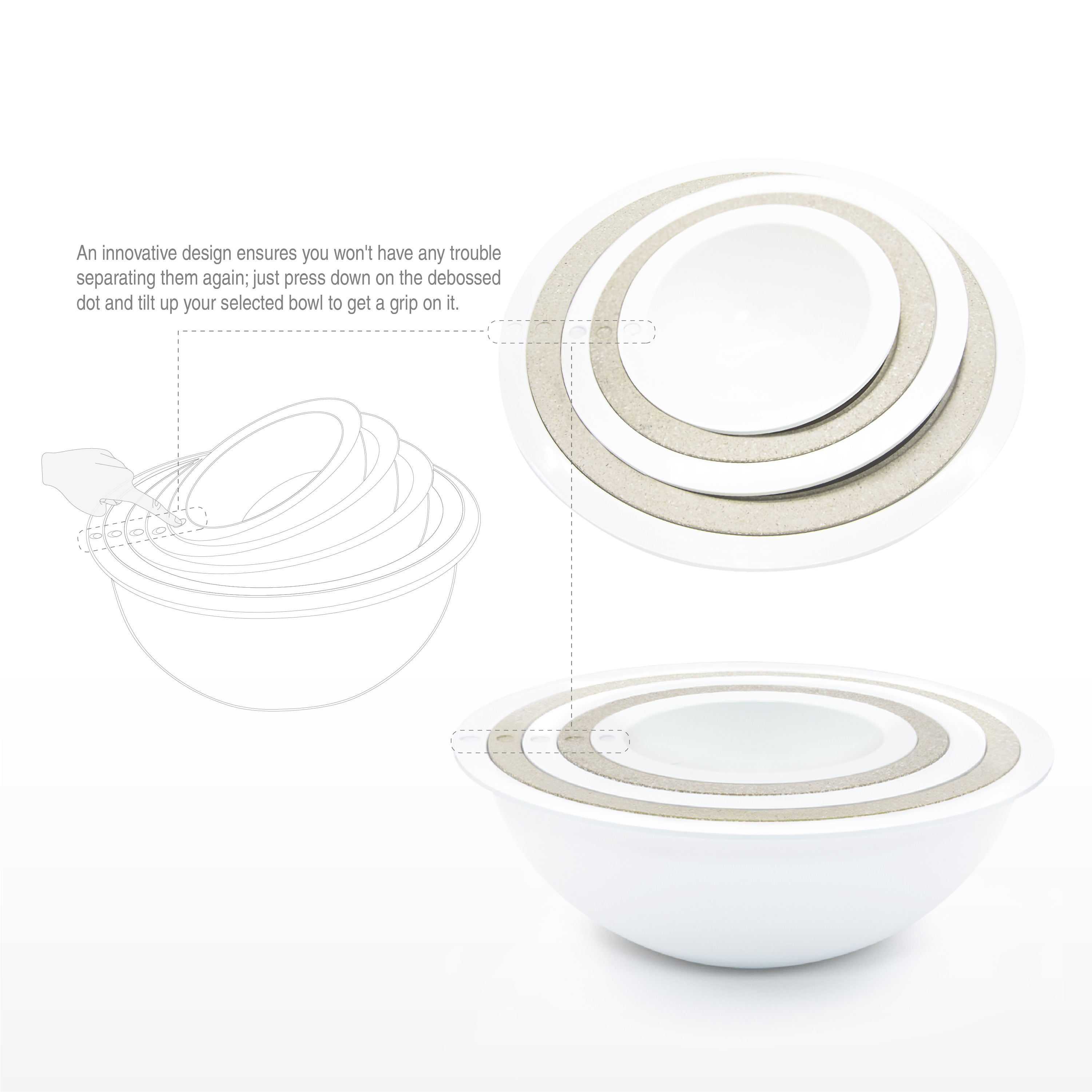 Tilt Mixing Bowl Set, White, 5-piece set