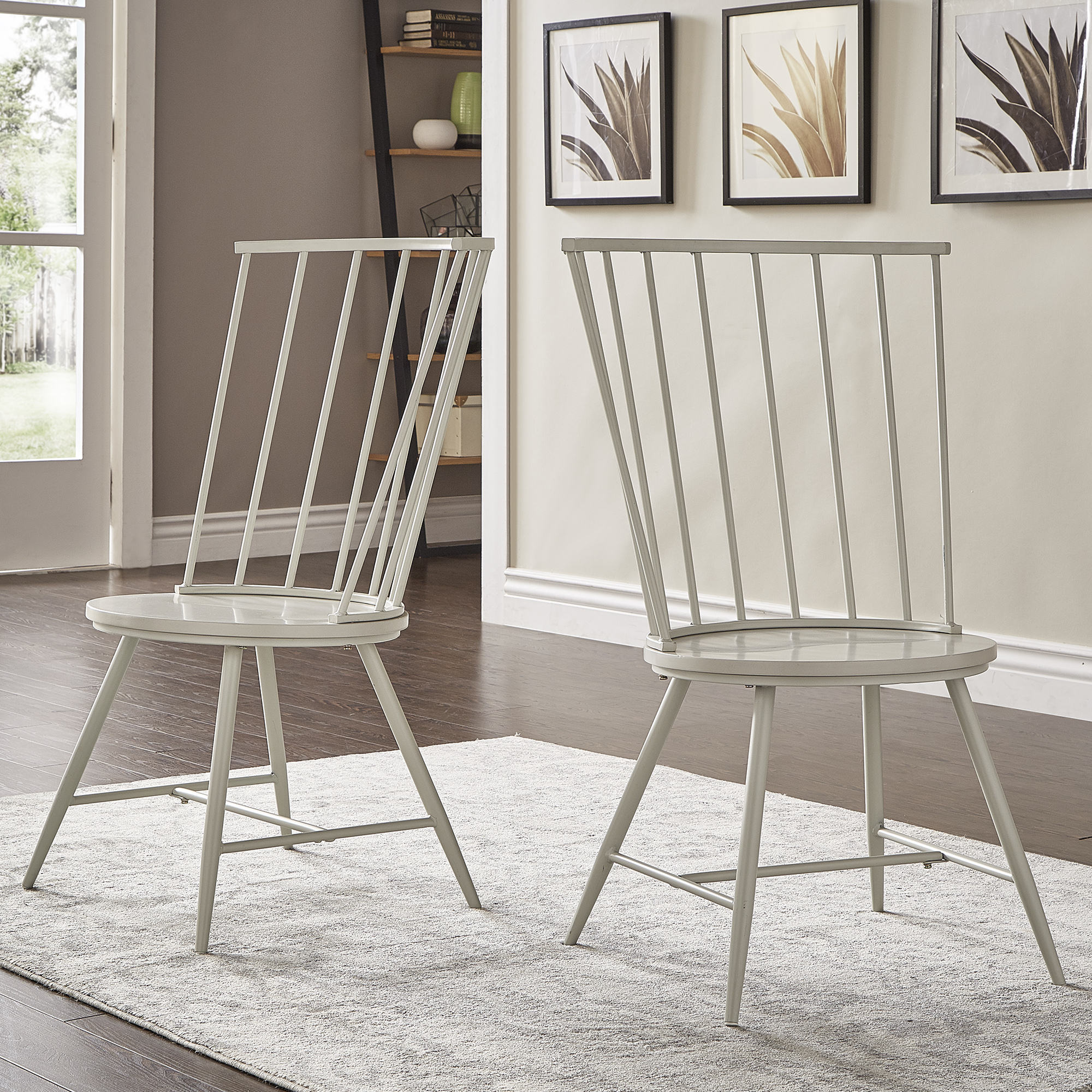 High Back Windsor Classic Dining Chairs (Set of 2)