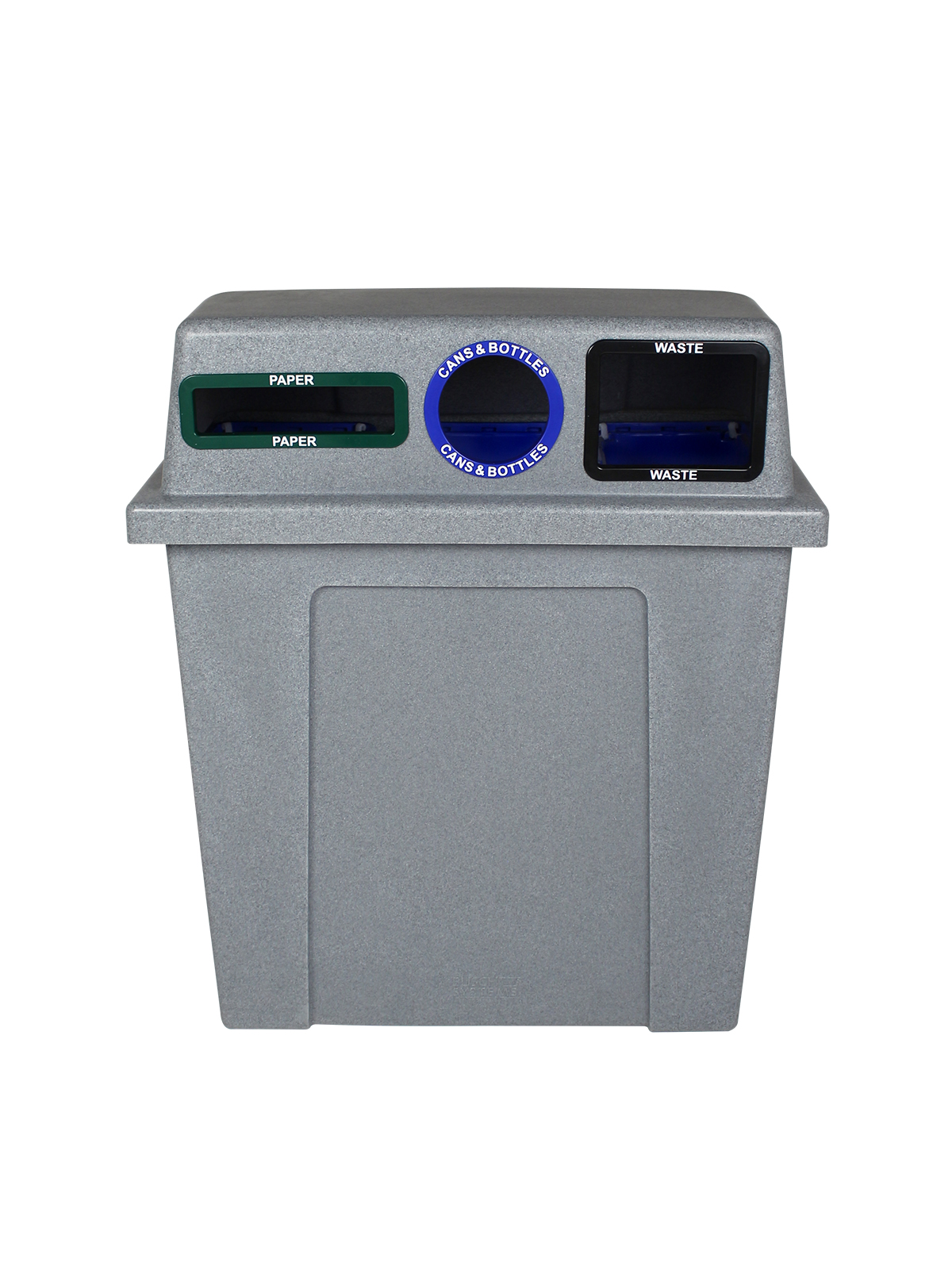 SUPER SORTER – Triple – Kit – Hd – Paper-Cans & Bottles-Waste – Slot-Circle-Full – Greystone