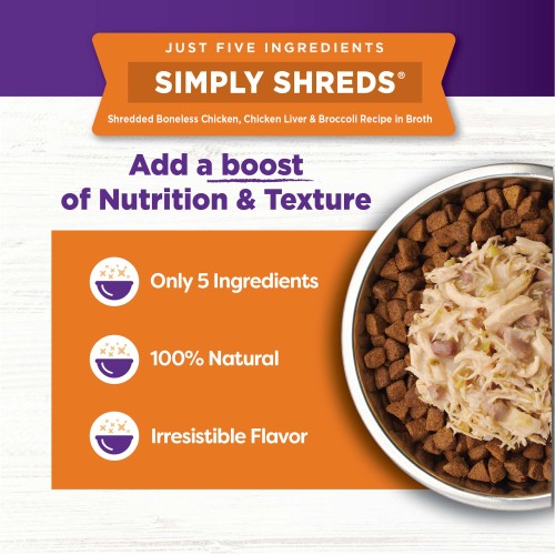 The benifts of Wellness Bowl Boosters Simply Shreds Chicken Liver & Broccoli