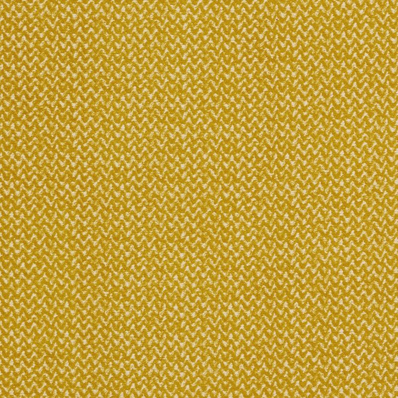 Yellow woven fabric with small cream chevron weave, repeating across the surface, shown flat in a close-up view under even lighting.