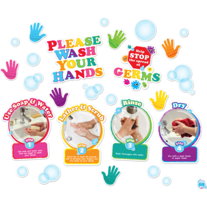Healthy Bubbles&trade; Smart Poly&trade; Mini Bulletin Board Set Washing Your Hands Set, 36 Pieces