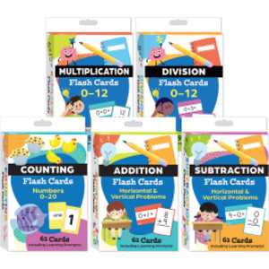 Math Flash Cards 5-Deck Set: Counting, Addition, Subtraction, Multiplication