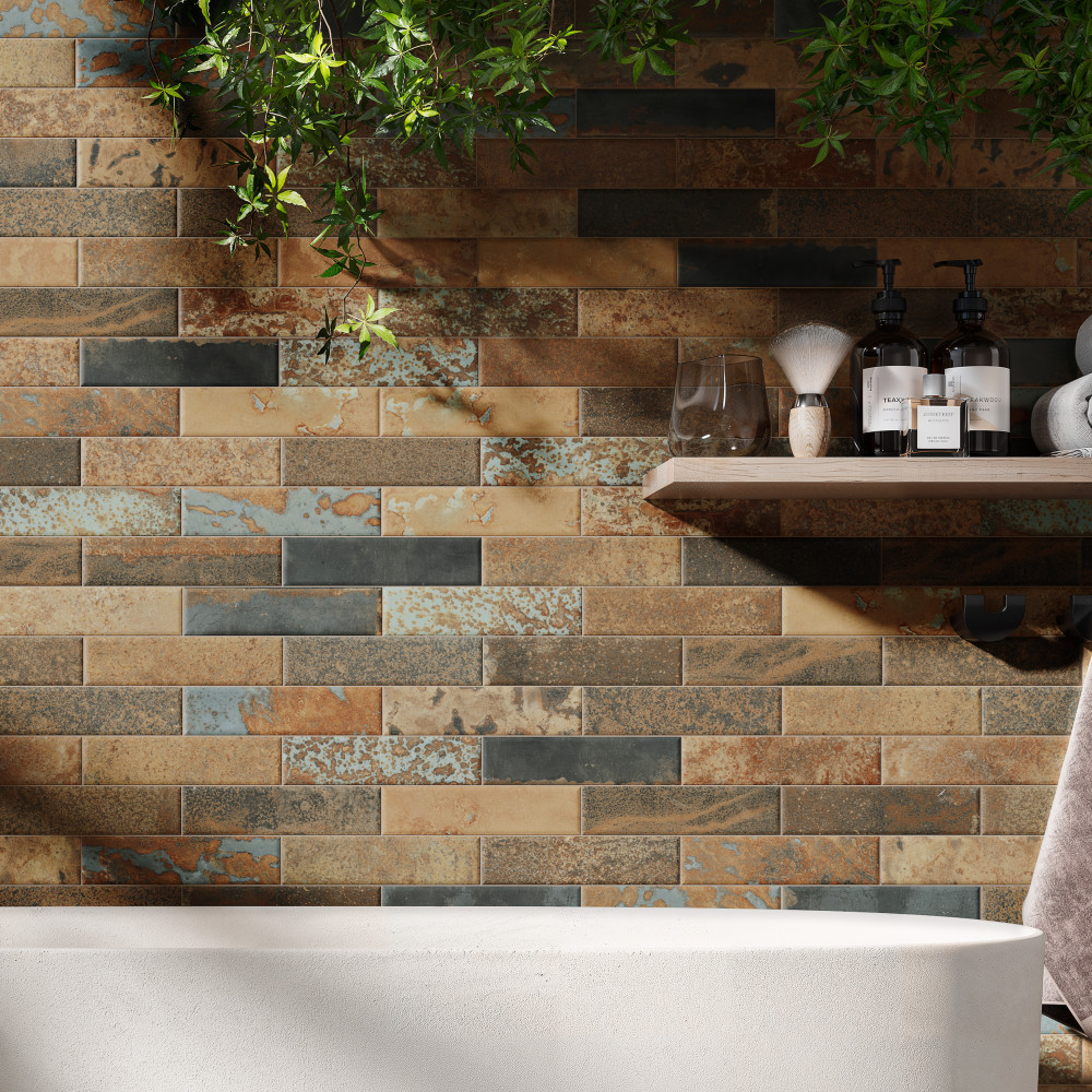 Maheno Brick Mix 2-3/8 in. x 9-3/4 in. Porcelain Floor and Wall Tile