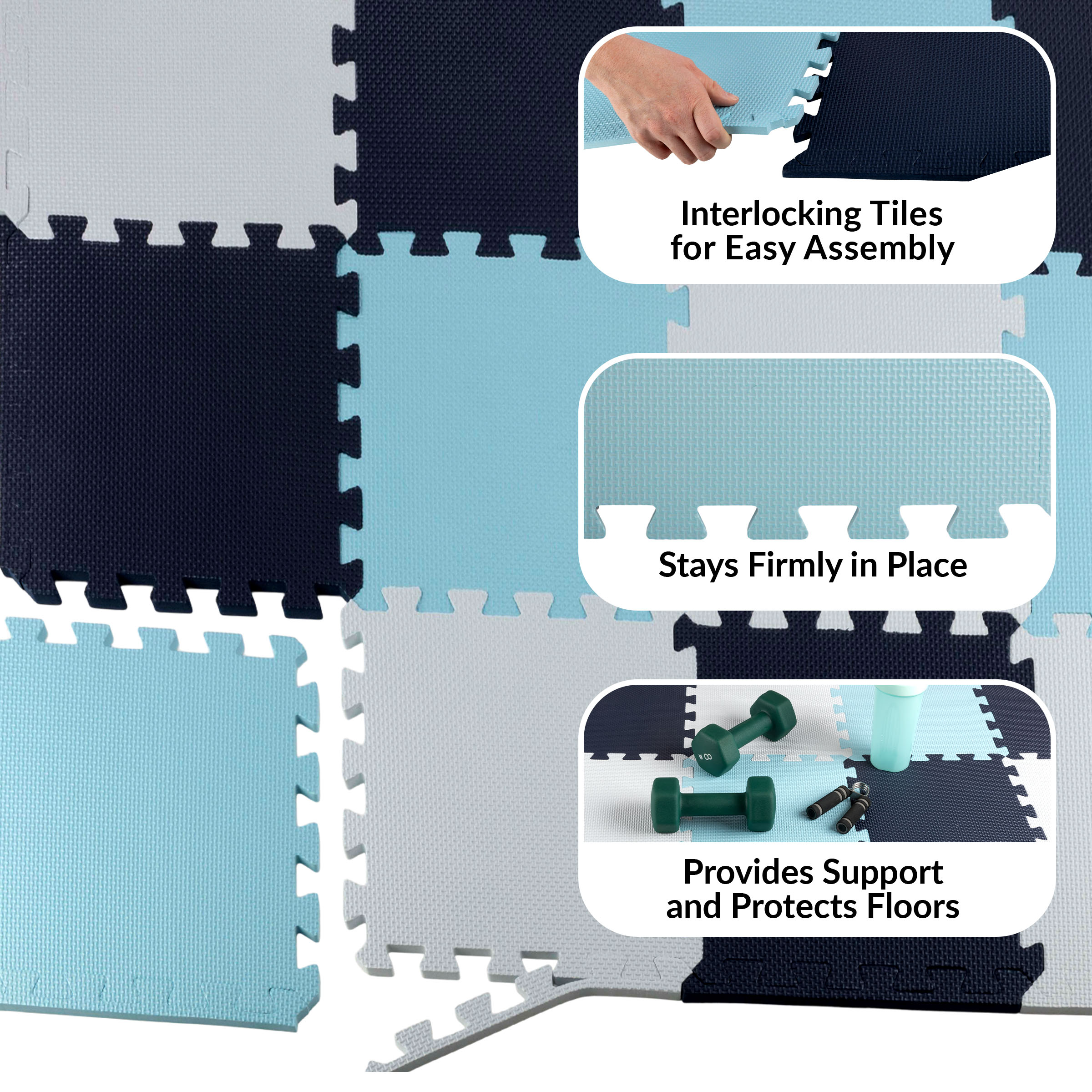 Stalwart 20 Pack EVA Foam Floor Tiles Play Mat, 20sqft Exercise Mat - Picture 5 of 15